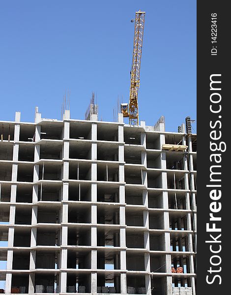 Construction of new residential buildings by pouring concrete