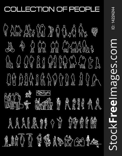 Vector collection of people on black background