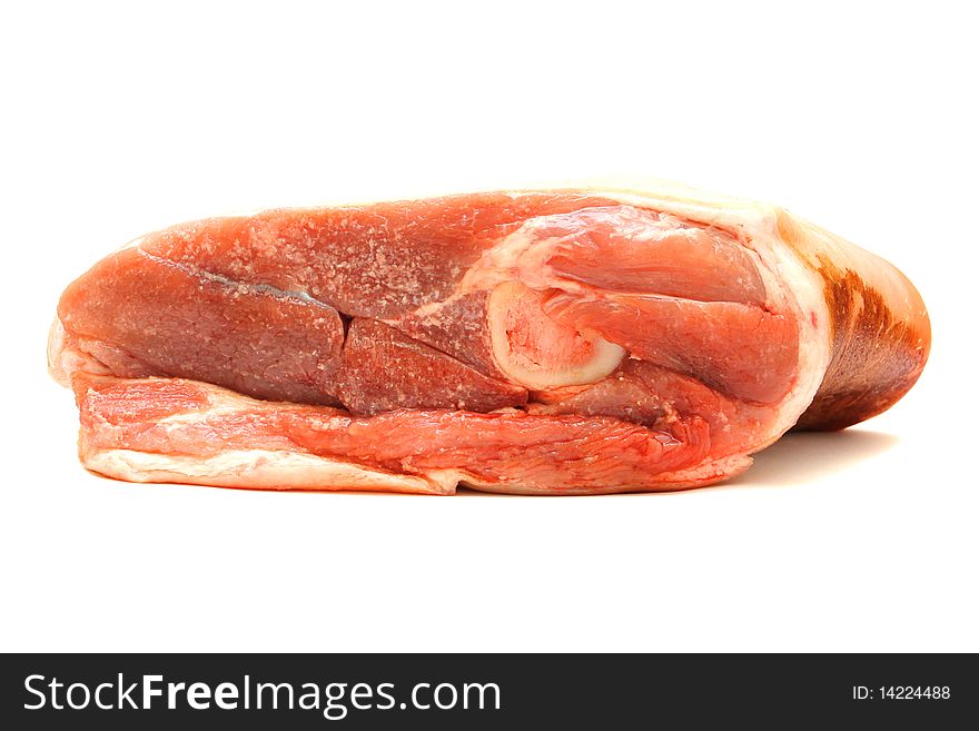 Raw pork (leg). Image series of different food on white background. Raw pork (leg). Image series of different food on white background