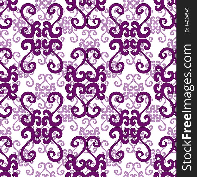 Seamless violet swirl ornament pattern. Seamless violet swirl ornament pattern