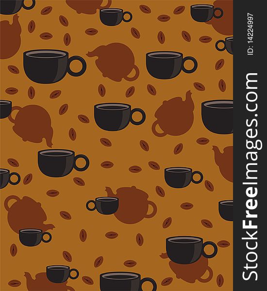 Coffee cups and kettles classic wallpaper