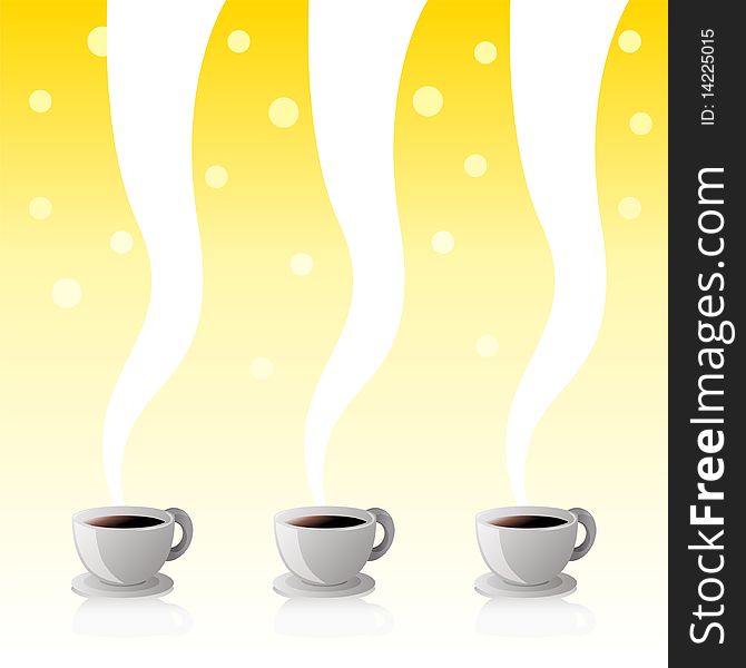 Coffee Cups Yellow Poster