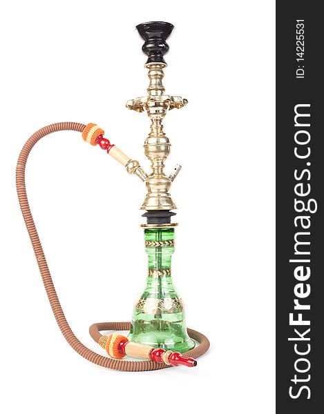 Green hookah isolated on white. Green hookah isolated on white