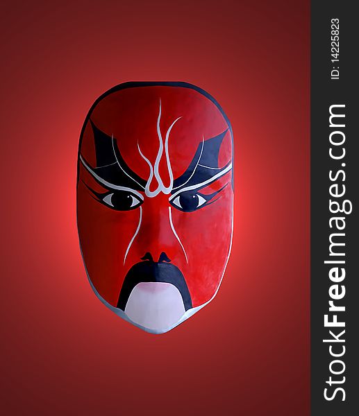 Mask of chinese opera with red isolated background