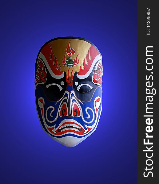 Mask of chinese opera with blue background