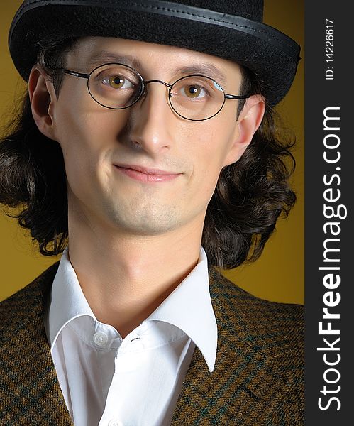 Funny Man In Glasses In Retro Suit