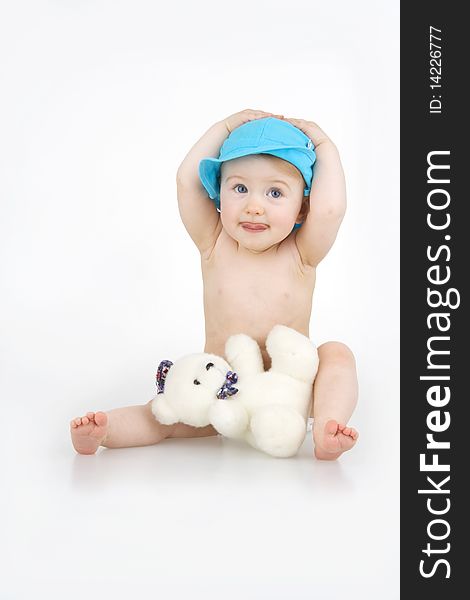 Child with toy,on white backgroun. Child with toy,on white backgroun.