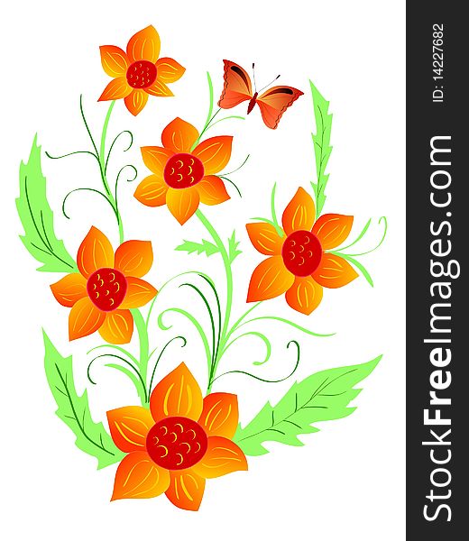 Vector colored illustration of summer composition