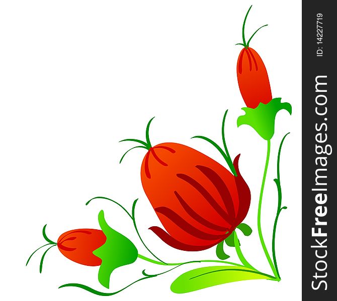 Vector colored illustration of corner floral design