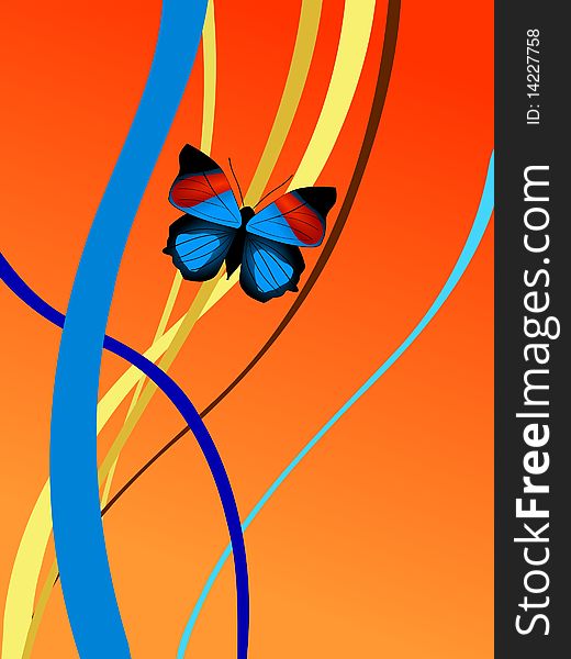 Vector illustration of butterfly on a branch