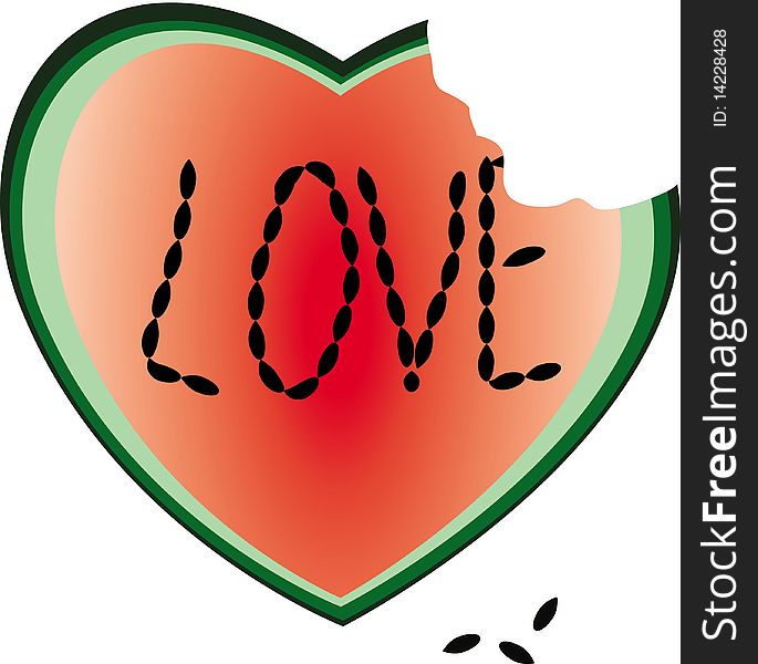 Someone погрыз a water-melon heart. Someone погрыз a water-melon heart