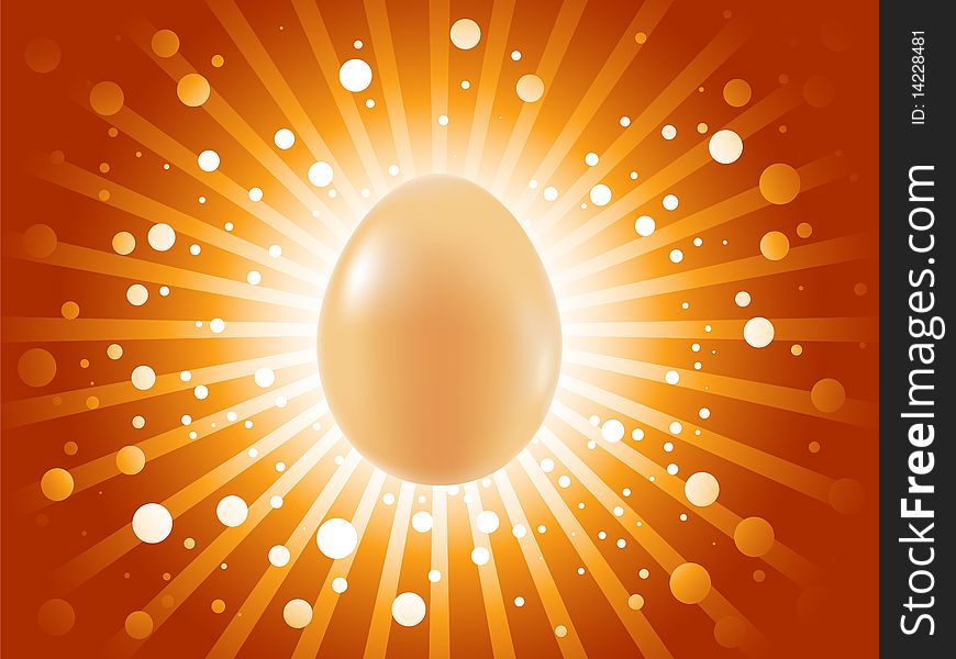 Beautiful Easter egg background with sunny rays and circles