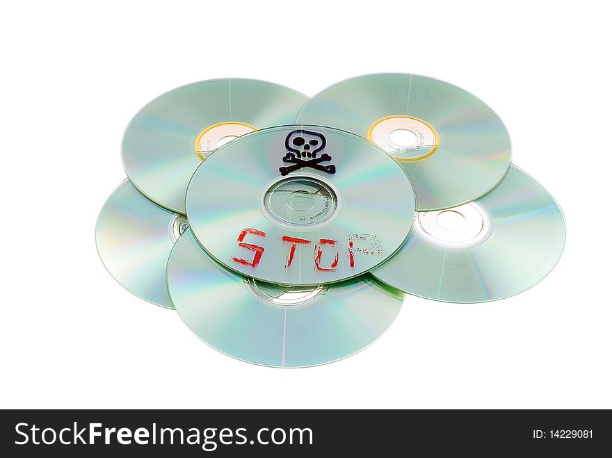 Compact disk, optical storage, recovery information, pirate symbol