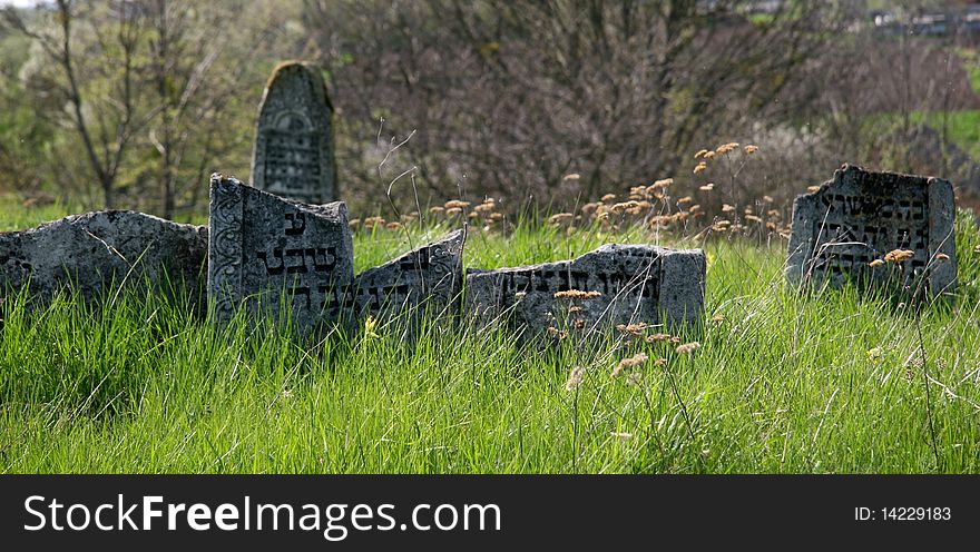 18th century gravestones at the old Jewish cemetery in Medzhybizh