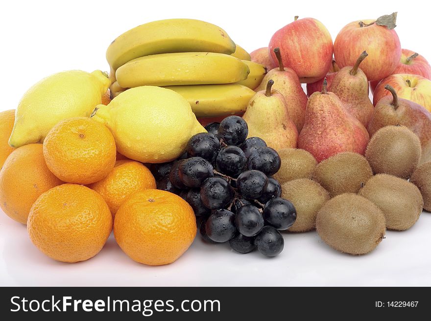 Fruit selection mix isolated over white