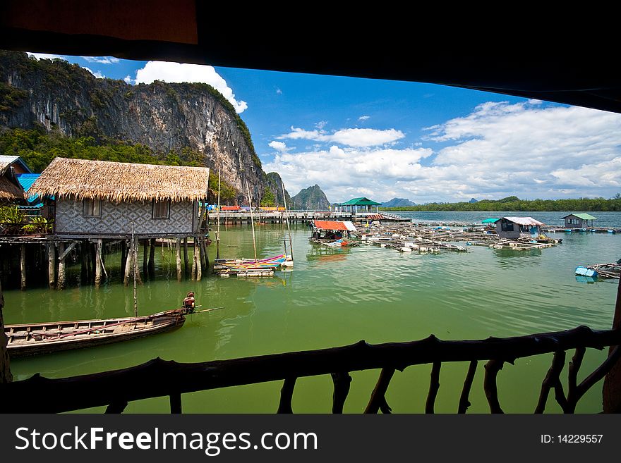 Panyee Island, south of Thailand, Muslim living and fish farm. Panyee Island, south of Thailand, Muslim living and fish farm