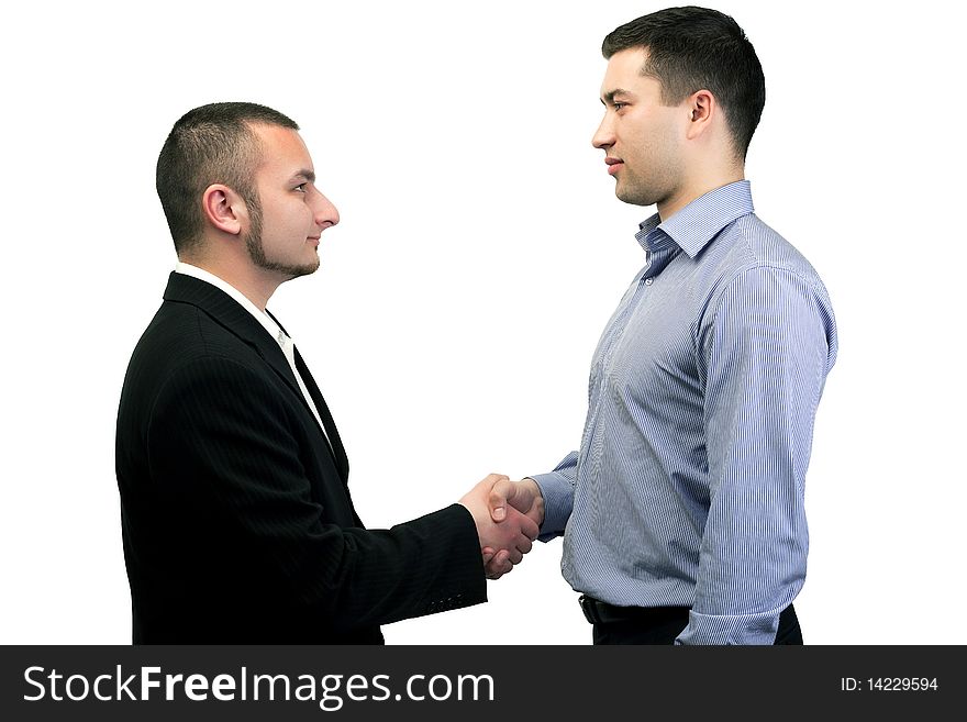 Two business people holding each other's hands. Two business people holding each other's hands