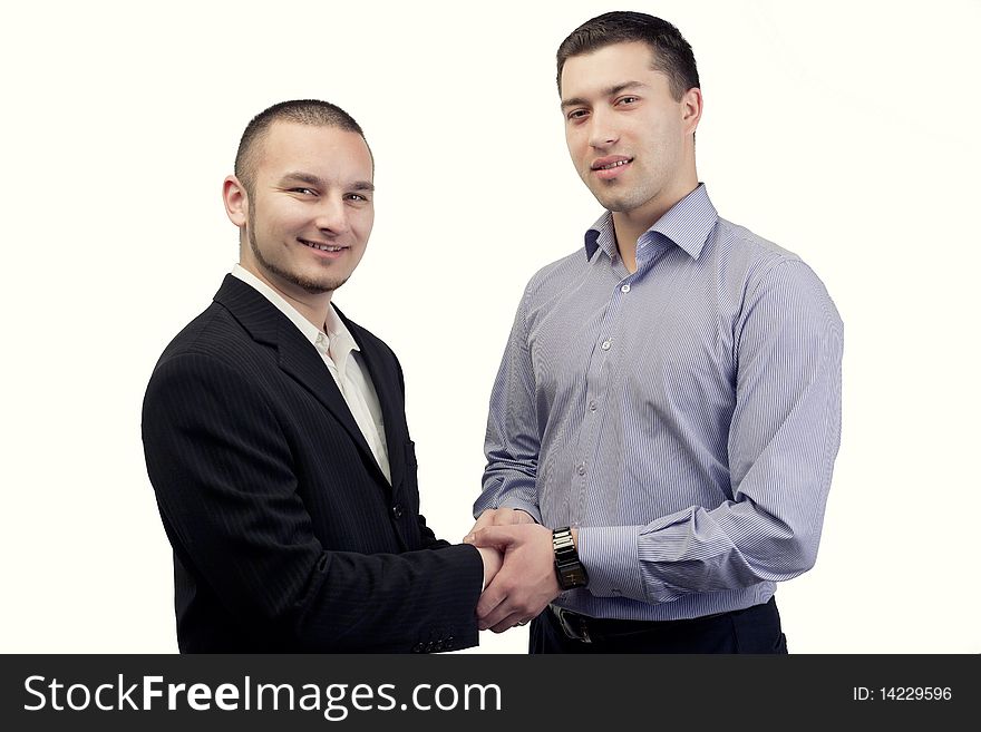 Two business people holding each other's hands. Two business people holding each other's hands