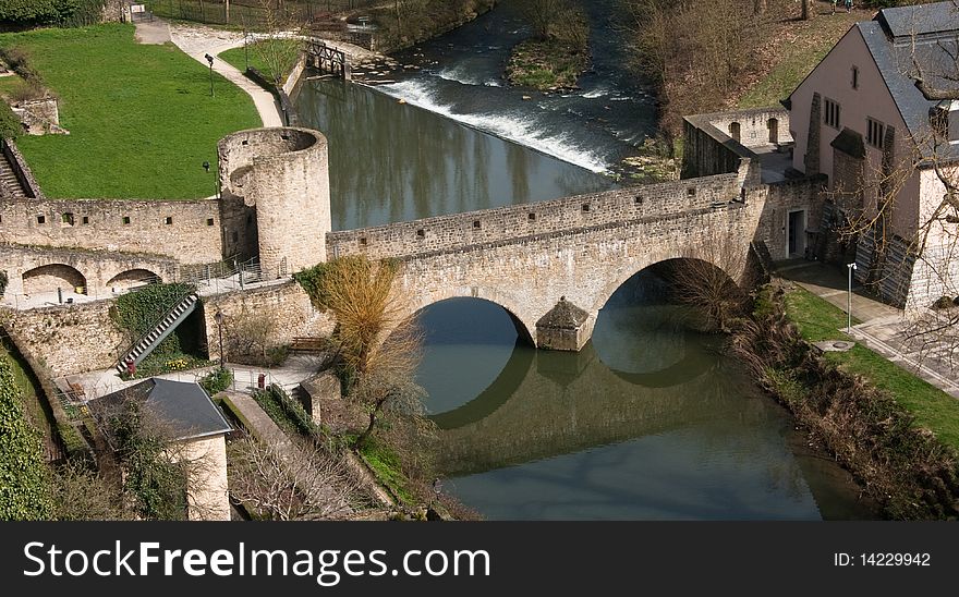 Stone bridge dating from the dark ages, Luxembourg. Stone bridge dating from the dark ages, Luxembourg