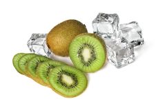 Kiwi With Ice Cubes Isolated Stock Photo Kiwi With Ice Cubes Isolated Stock Photo