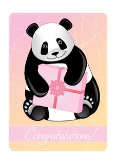 Greeting Card Of A Panda. Stock Photo