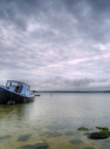 Old Abandoned Boat Floating Near The Shore Royalty Free Stock Photo Old Abandoned Boat Floating Near The Shore Royalty Free Stock Photo