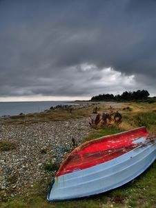 An Old Abandoned Boat Near The Shore In Denmark Stock Images An Old Abandoned Boat Near The Shore In Denmark Stock Images