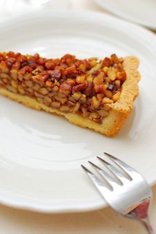 Hazel Nut Tart With Fork Royalty Free Stock Photo Hazel Nut Tart With Fork Royalty Free Stock Photo