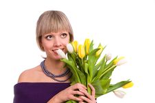 Woman With Tulips Stock Photos Woman With Tulips Stock Photos