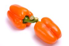Two Orange Sweet Peppers Stock Images