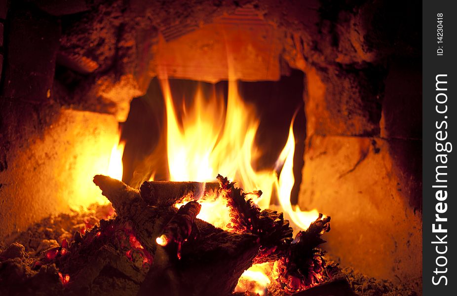 Wood Burning In Fireplace