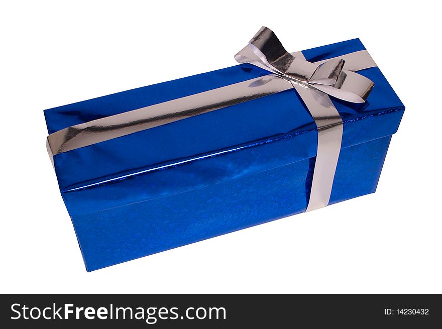 Isolated gift with grey bow