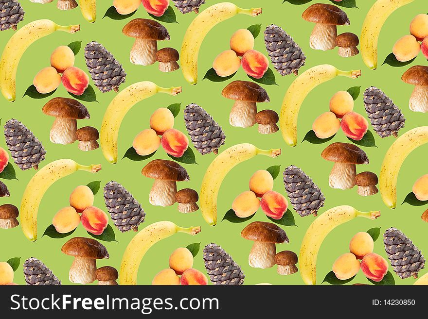 Collection of ripe fruits mushroom, background, wallpaper