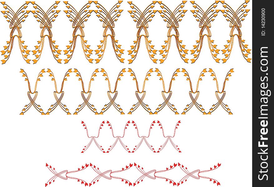 Ornate arrows set in 3d on white fashioned after military braid. Ornate arrows set in 3d on white fashioned after military braid