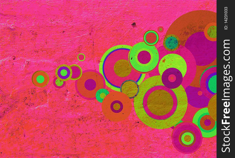 Grunge circles on the wall, abstract background
