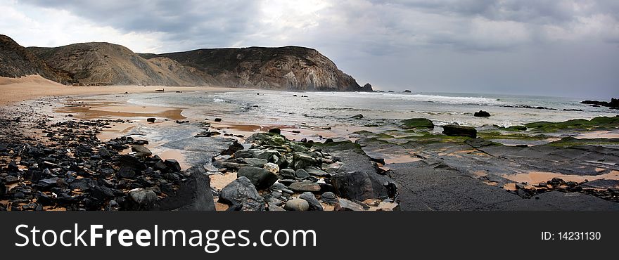 View of the beautiful beach of Castelejo located on the Algarve, Portugal. View of the beautiful beach of Castelejo located on the Algarve, Portugal.