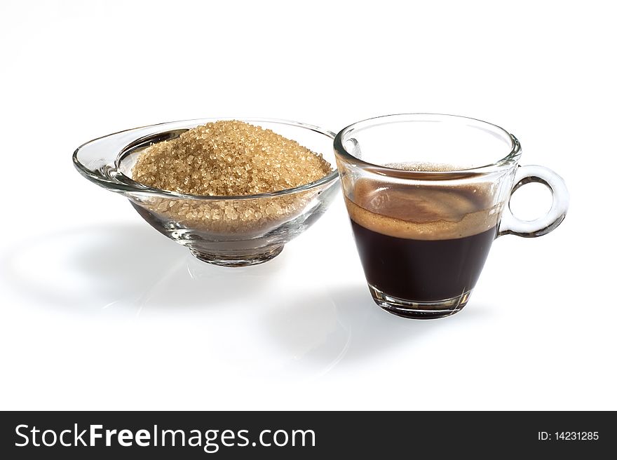 A cup of coffee on white background. A cup of coffee on white background