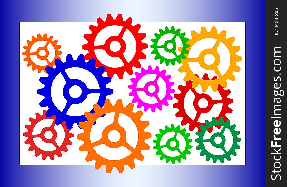 Colorful cogwheels on a white background