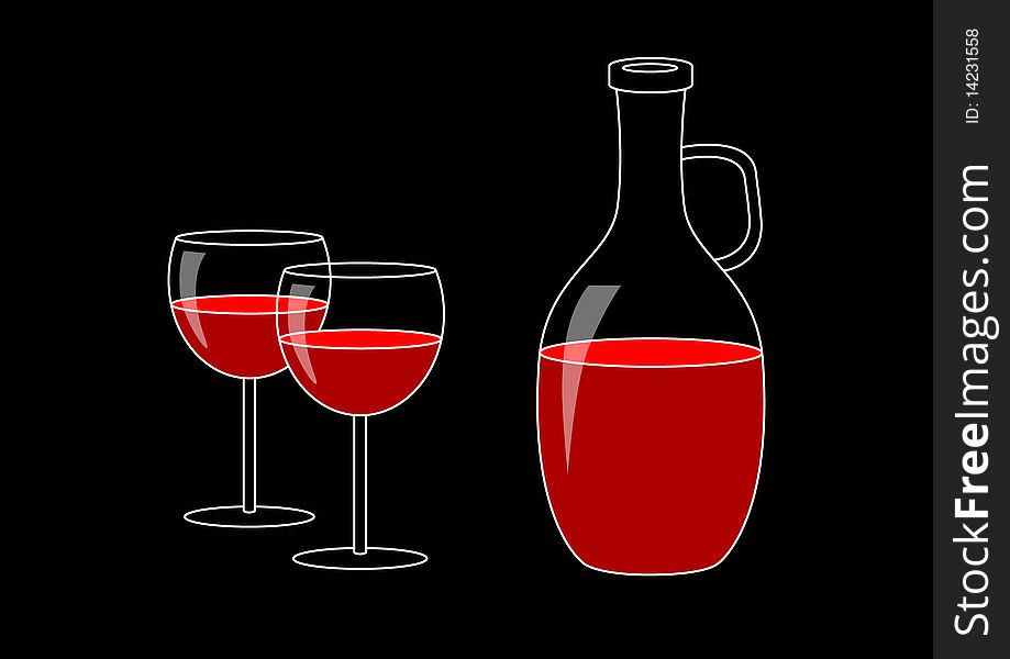 Red wine on a black background