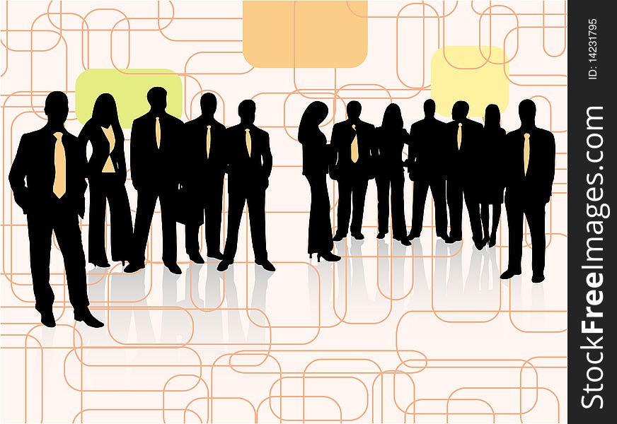 Illustration of business people and abstract