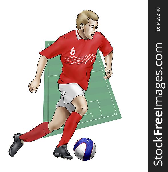 Team  Denmark
Realistic illustration of a soccer player wearing his national team uniform - Soccer pitch on the background. Team  Denmark
Realistic illustration of a soccer player wearing his national team uniform - Soccer pitch on the background