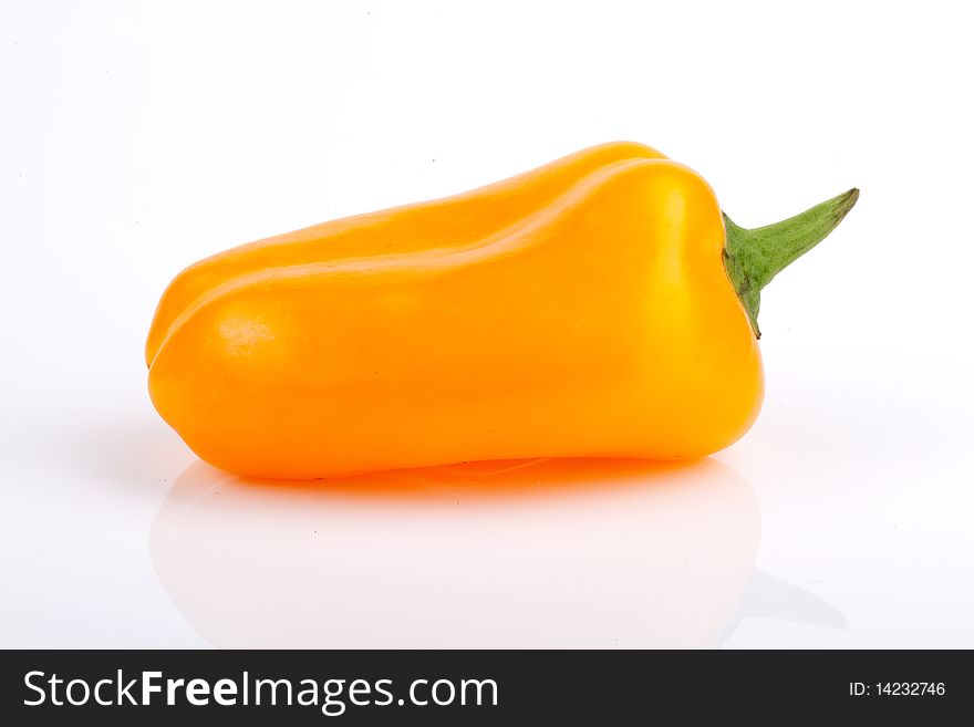 Yellow Baby Bell Pepper on White Background. Yellow Baby Bell Pepper on White Background