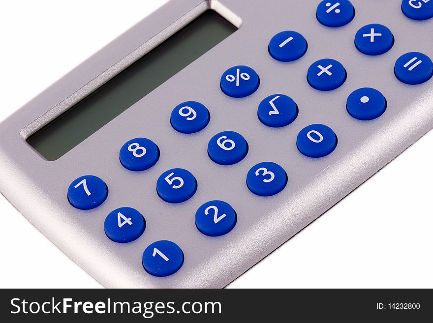 Close Up Of Calculator on plain white background