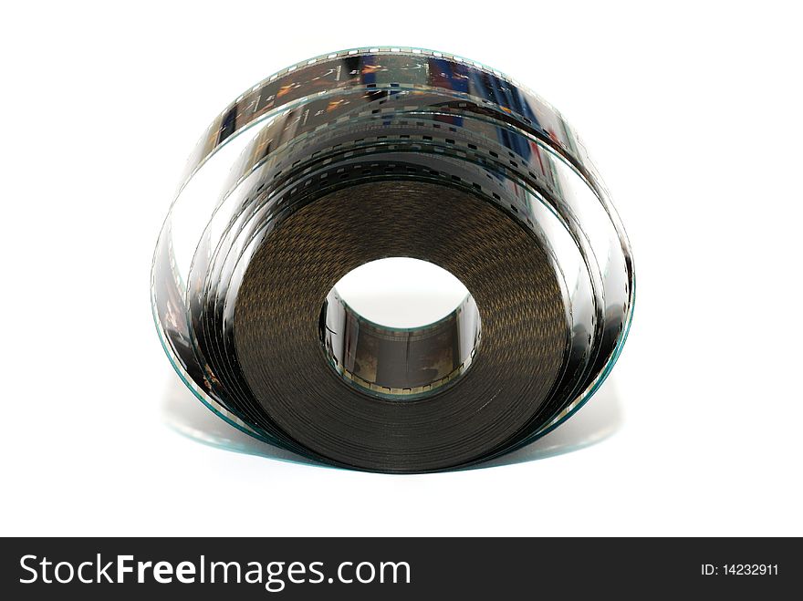 Cinema film reel roll on clear background