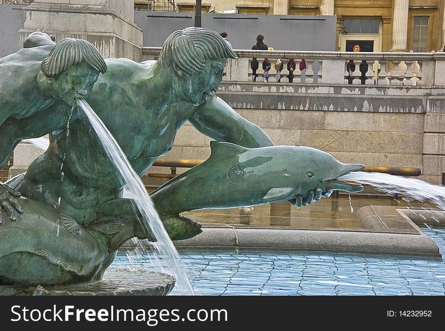 Fountain detail in Trafalgar Square, London. Fountain detail in Trafalgar Square, London