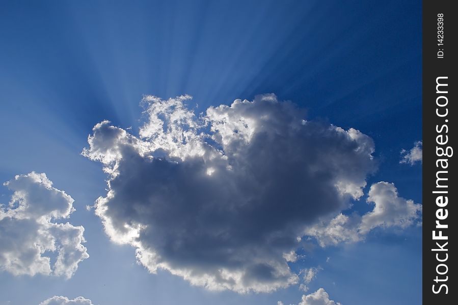 Clouds and sunbeams at Pelci, Latvia.