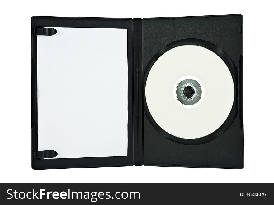 A DVD Case with a dvd disc, isolated on a white background. A clipping path is included for the cover of the disc and the case. A DVD Case with a dvd disc, isolated on a white background. A clipping path is included for the cover of the disc and the case.