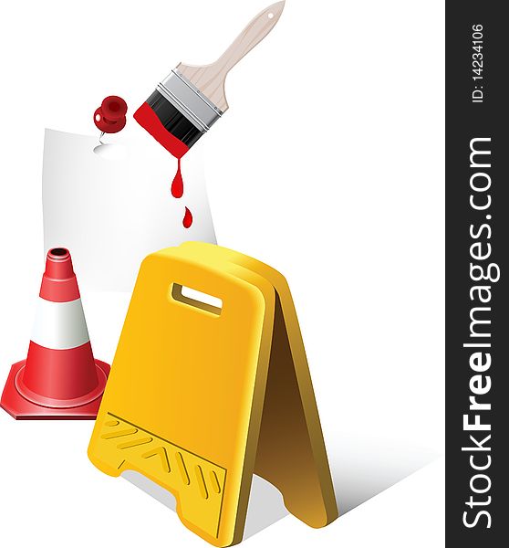 Caution sign. Raster version of vector illustration + EPS additional format