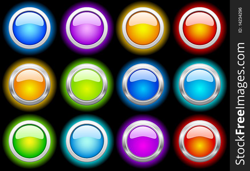 Set of color web shiny buttons. Set of color web shiny buttons
