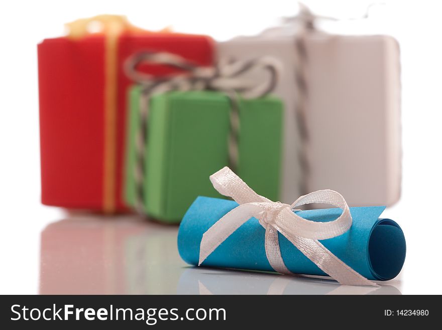 Gifts on white isolated background